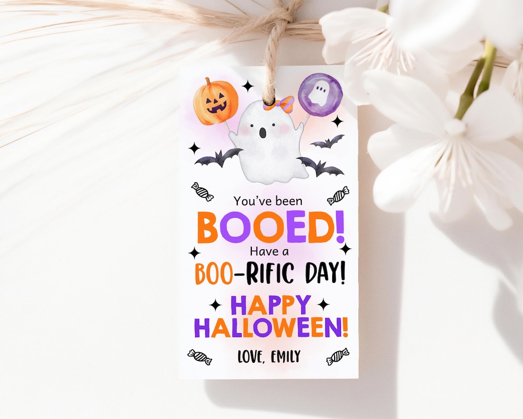 You've Been Booed Gift Tag, Halloween Boo Favor Tags, Pink Ghost ...