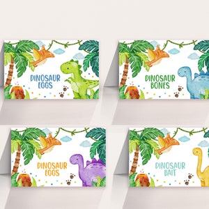 Dinosaur Baby Shower Food Tents It's a Boy Birthday Party Decor Cute Dino Food Labels Jungle Animal Place Cards Buffet Printable BS38B BT16B