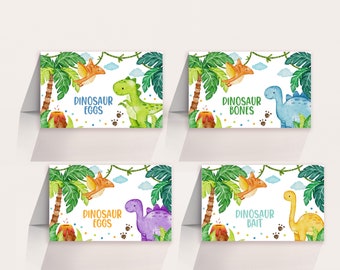 Dinosaur Baby Shower Food Tents It's a Boy Birthday Party Decor Cute Dino Food Labels Jungle Animal Place Cards Buffet Printable BS38B BT16B