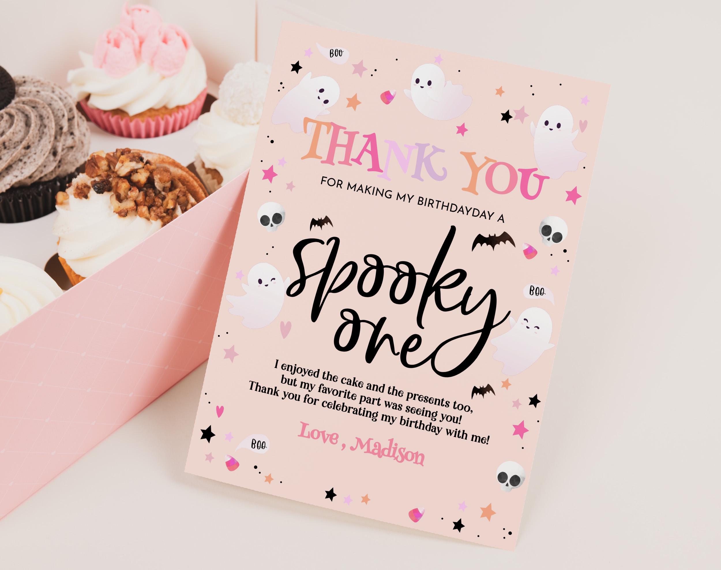Halloween Baby Shower Thank You Card Spooky One Birthday Thank You Note ...
