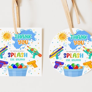 Wasserballon Gunst Tags Wasserpistole Geburtstag Geschenkanhänger Let's Get Soaked Water Fight Sommer Pool Party Bash Danke Tags Printable BT78B