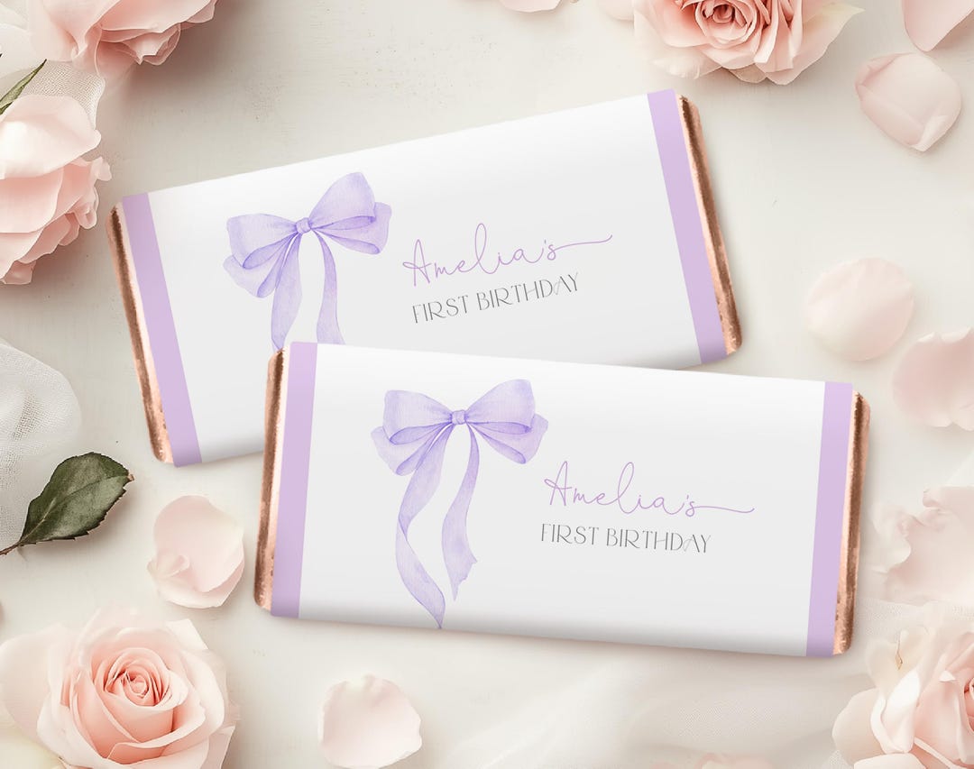 Gift Rapper Violet Purple Bow Chocolate Wrapper Coquette Girl Birthday Party Decor Soft ...
