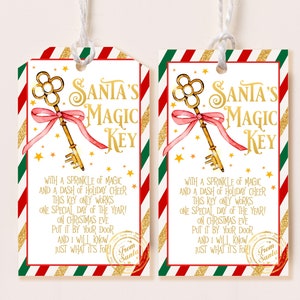 Santa&#39;s Magic Key Tag Christmas Eve Traditions Christmas Eve Box Filler Printable Christmas Decor Door Hanger Gift Tags Template HOL035