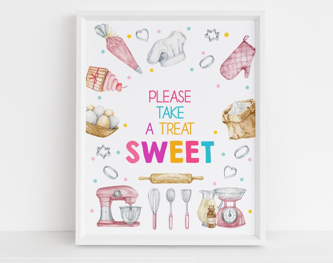 Baking Birthday Table Sign Sweet and Treats Girl Chef Cooking Party ...
