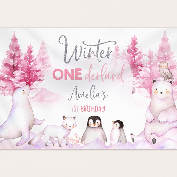 Aperturee Winter Onederland Arch Backdrop Rustic Wood Bear Plaid 1st Birthday Prop