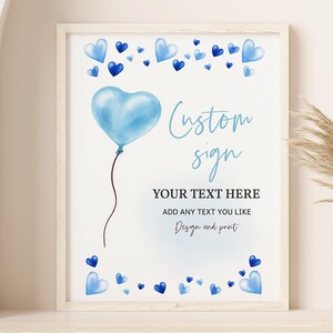 Baby Shower Benutzerdefiniertes Zeichen Valentinstag-Baby-Dusche-Geburtstags-Party-Tischzeichen-Valentinstag-Dekor-Jungen-Ballon-Ballon-BS35B BT92B