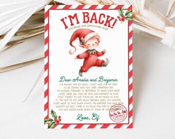I'm Back Elf Letter, Elf Arrival Letter, Hello Elf Letter, Kids Christmas Elf Letter, Elf Note Return Mail, Welcome Printable EDITABLE HL31R