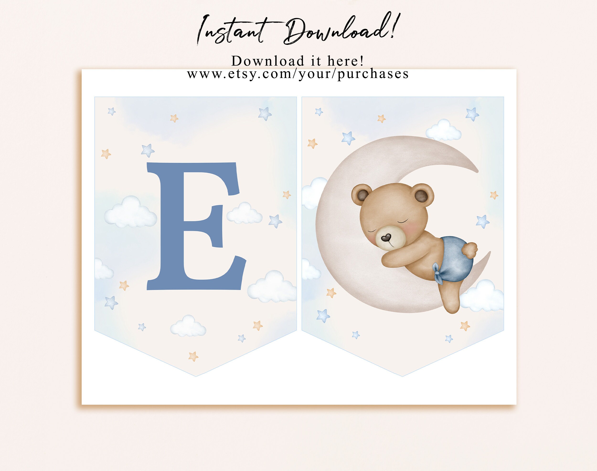 Teddy Bear High Chair Banner Beary First Boy Birthday Party Decor Blue ...