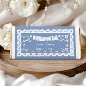 Cielito Lindo Involucro di cioccolato Ragazzo blu messicano Talavera Baby Shower Decor Papel Picado Barro Candy Bar Etichetta Cinco De Mayo stampabile AS42B