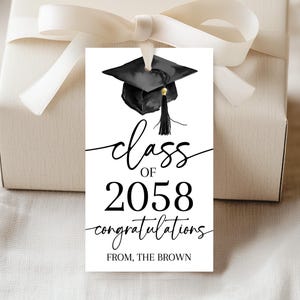 Class of 2025 Afstuderen Tags Afstudeerfeest Favor Tag Cadeaukaartje einde schooljaar Gefeliciteerd Afstudeerpet Afgestudeerde traktatie Afdrukbare GD01K