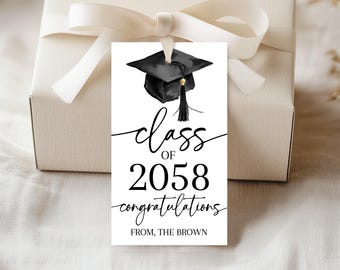 Class of 2025 Graduation Tags Grad Party Favor Tag End of School Year Gift Tag Congratulations Graduation Cap Graduate Treat Printable GD01K