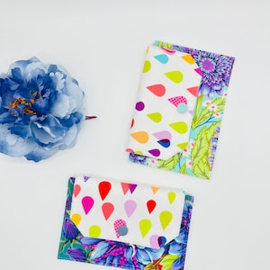 Two-Layer Handmade Envelop Pouch with Button | TULA Pink Untamed Fabric | 6&quot;x3.75&quot; | Designer Accessory Bag
