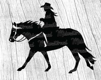 Cowgirl Riding Horse SVG – Western Silhouette Clipart (Digital Download)
