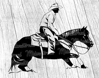 Cutting Horse SVG – Cowboy Silhouette, Western Graphic (Digital Download)
