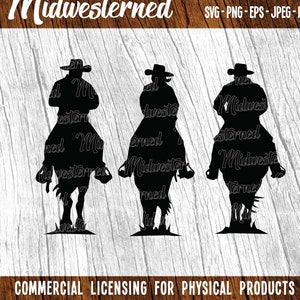 Drei Pferde Reiter SVG - Pferd SVG - Pferde Silhouette svg - Reitpferde Download - Cowboys svg