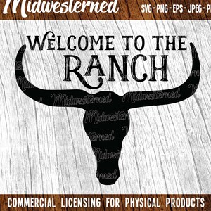 Bienvenue au ranch SVG - panneau de bienvenue à télécharger - panneau de ranch svg - panneau de bienvenue occidental à télécharger - Longhorn png
