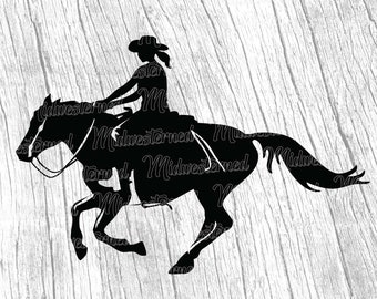 Running Horse with Rider SVG – Western Graphic (Digital Download)