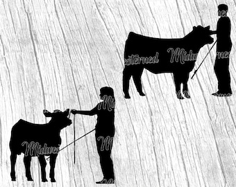 Show Cattle SVG Bundle – Steer, Calf, Cow Silhouettes (Digital Download)