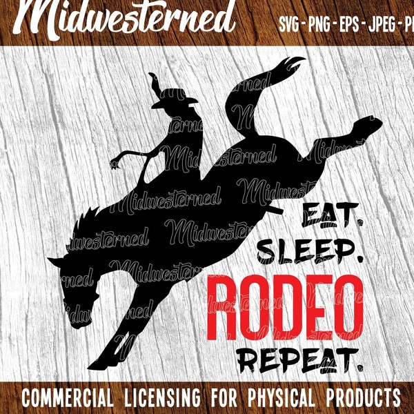 Eat Sleep Rodeo Bronc SVG - Saddle Bronc svg - Rodeo svg - Rodeo clipart - Horse svg - Cowboy svg