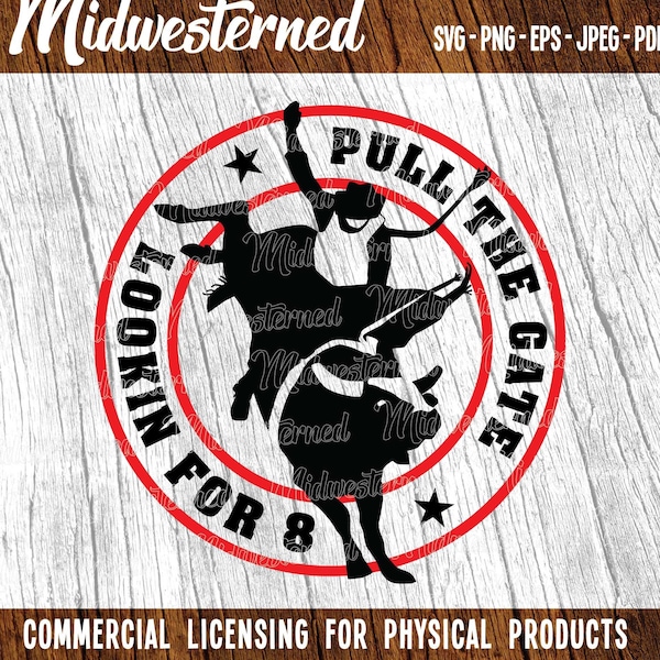 Bullrider SVG - Rodeo Decal - Bull Riding Tshirt art - 8 second ride artwork - Rodeo svg