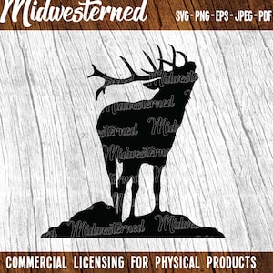 Bugling Elk SVG  - Elk svg - Bull elk png - Hunting clipart - Wapiti svg - Elk Silhouette download