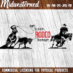 Eat Sleep Rodeo Roping SVG - Rodeo SVG - Team Roping svg - Cowboy svg - Horse svg - Rodeo decal