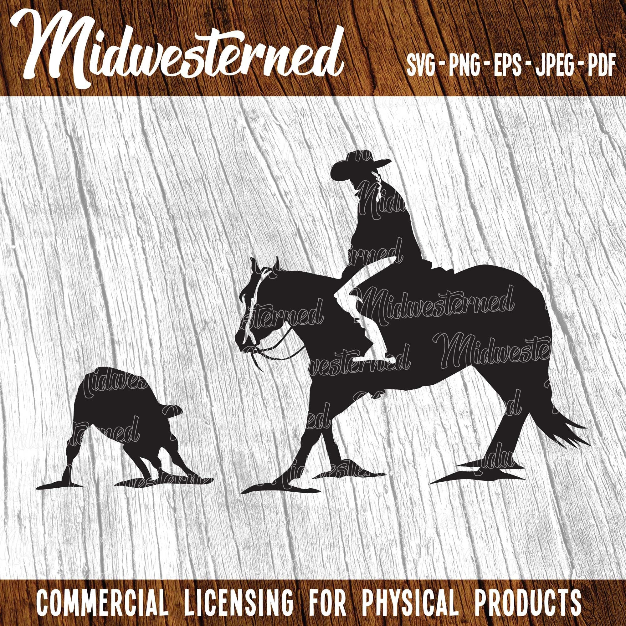 Lady Cutting Horse SVG Cutting Horse Svg Horse Silhouette Svg Cowgirl