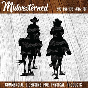 Horseback Riders SVG – Cowboy & Cowgirl Silhouettes (Digital Download) image 2