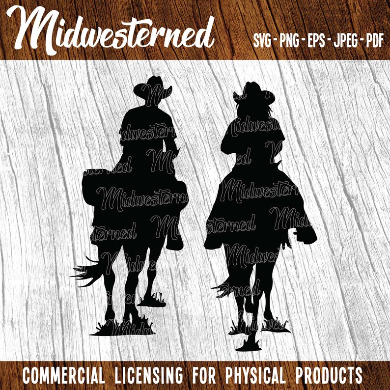 Horseback Riders SVG – Cowboy & Cowgirl Silhouettes (Digital Download) image 2