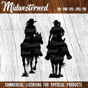 Horseback Riders SVG – Cowboy & Cowgirl Silhouettes (Digital Download) image 4