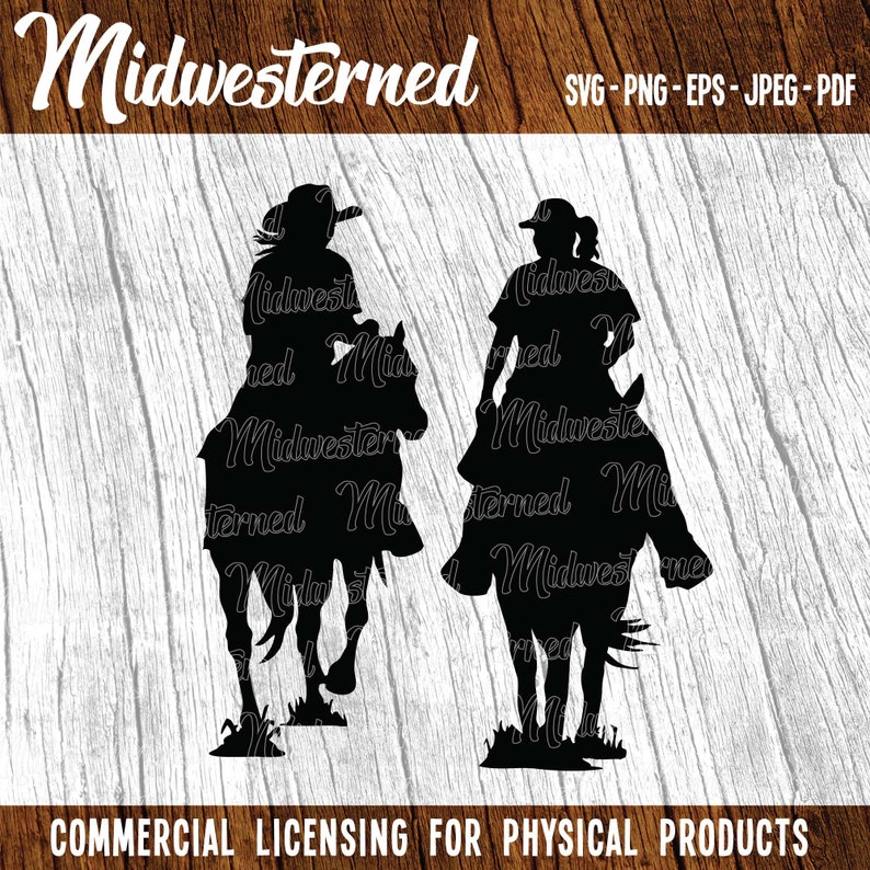 Horseback Riders SVG – Cowboy & Cowgirl Silhouettes (Digital Download) image 4