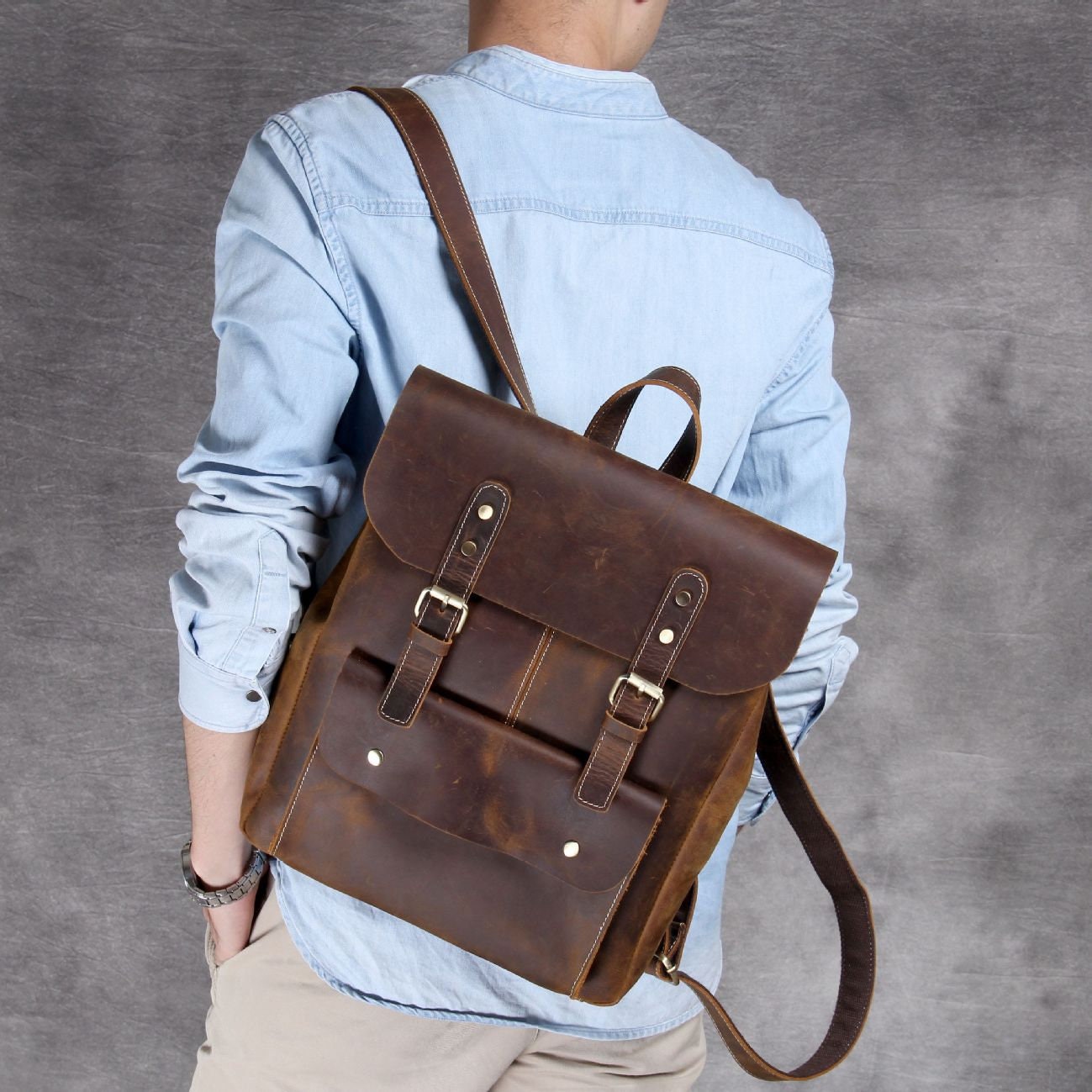 Vintage Leather Travel Laptop Backpack Rucksack Best Gift for Him - Etsy