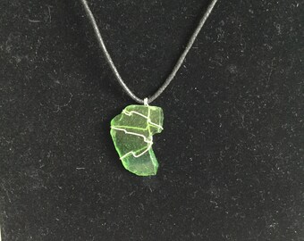 Wire Wrapped Green Sea Glass Pendant