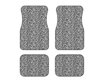 Black and White Leopard Print Car Floor Mats (Set of 4) - Ultra Luxury and Durability