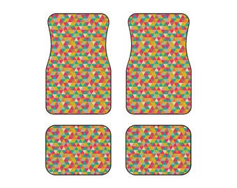 Abstract Geometric Triangle Pattern Car Floor Mats (Set of 4) - Modern & Slip-Resistant