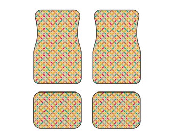 Vintage Abstract Pattern Car Mats (Set of 4) - Timeless Design & Enhanced Durability