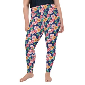Multi Floral Design Pattern Plus Size Leggings
