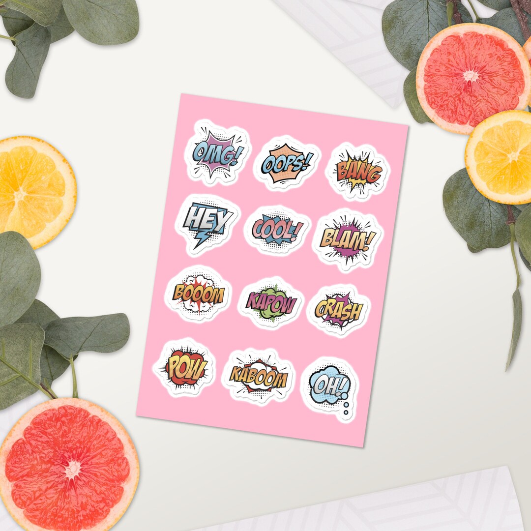 Comic Speech Retro Look Sticker Sheet - Etsy