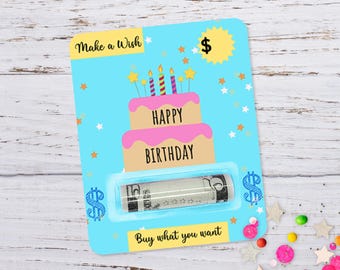 Money Holder Card Birthday Gift, Cash Gift Card for Her Him Teen Kid, Funny Bday Money Roll Up, Unique Birthday Present, Fun Cash Greeting