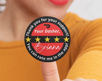 DoorDash Thank You Stickers for Bags, DoorDash Driver Accessories, Delivery Driver Gear, Dasher Rating Stickers for Customers, 2", 100-count