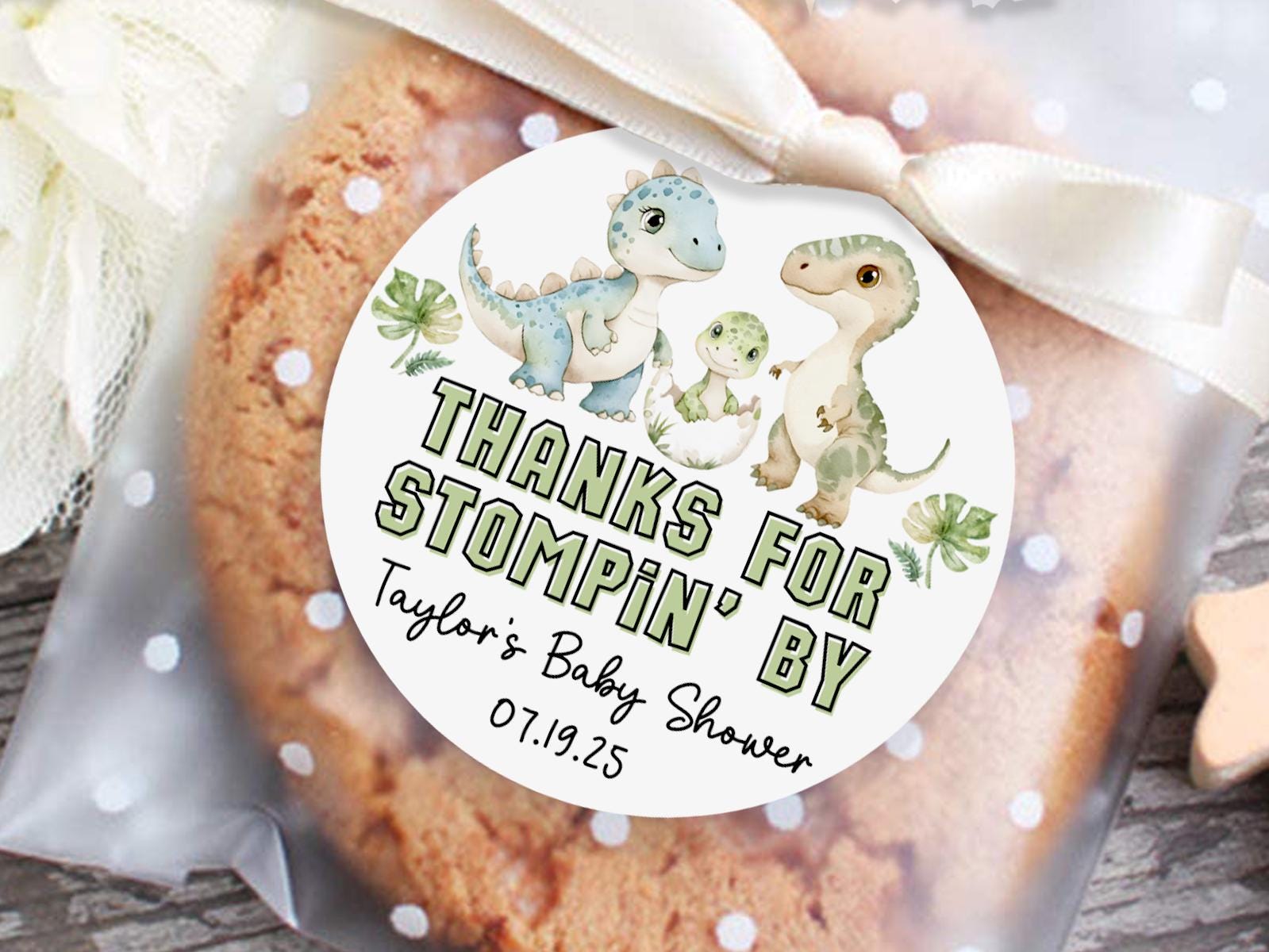 Dinosaur Baby Shower Stickers, Baby Shower Favor Labels, Boy Baby Shower Decorations, Guest Gift Bag Stickers, Thanks for Stomping By Labels