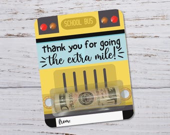 Thank You Bus Driver Gift Money Card, Bus Driver Gift From Student, End of Year Bus Driver Gift, School Bus Driver, Cash Holder Card
