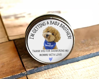 Custom Dog Baby Shower Favor Stickers, Personalized Pet Thank You Labels, Boy or Girl Pink Blue, Cookie Bag Tags, Puppy Shower Decorations