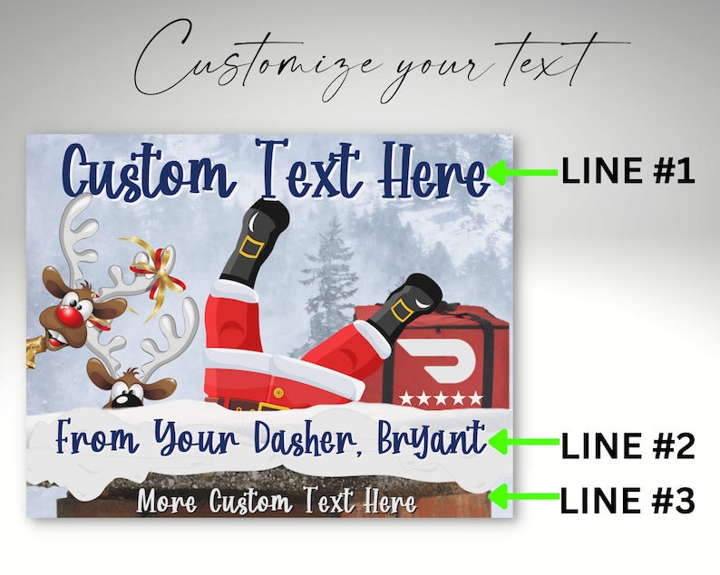 Printable Doordash Holiday Thank You Cards Custom Christmas Etsy