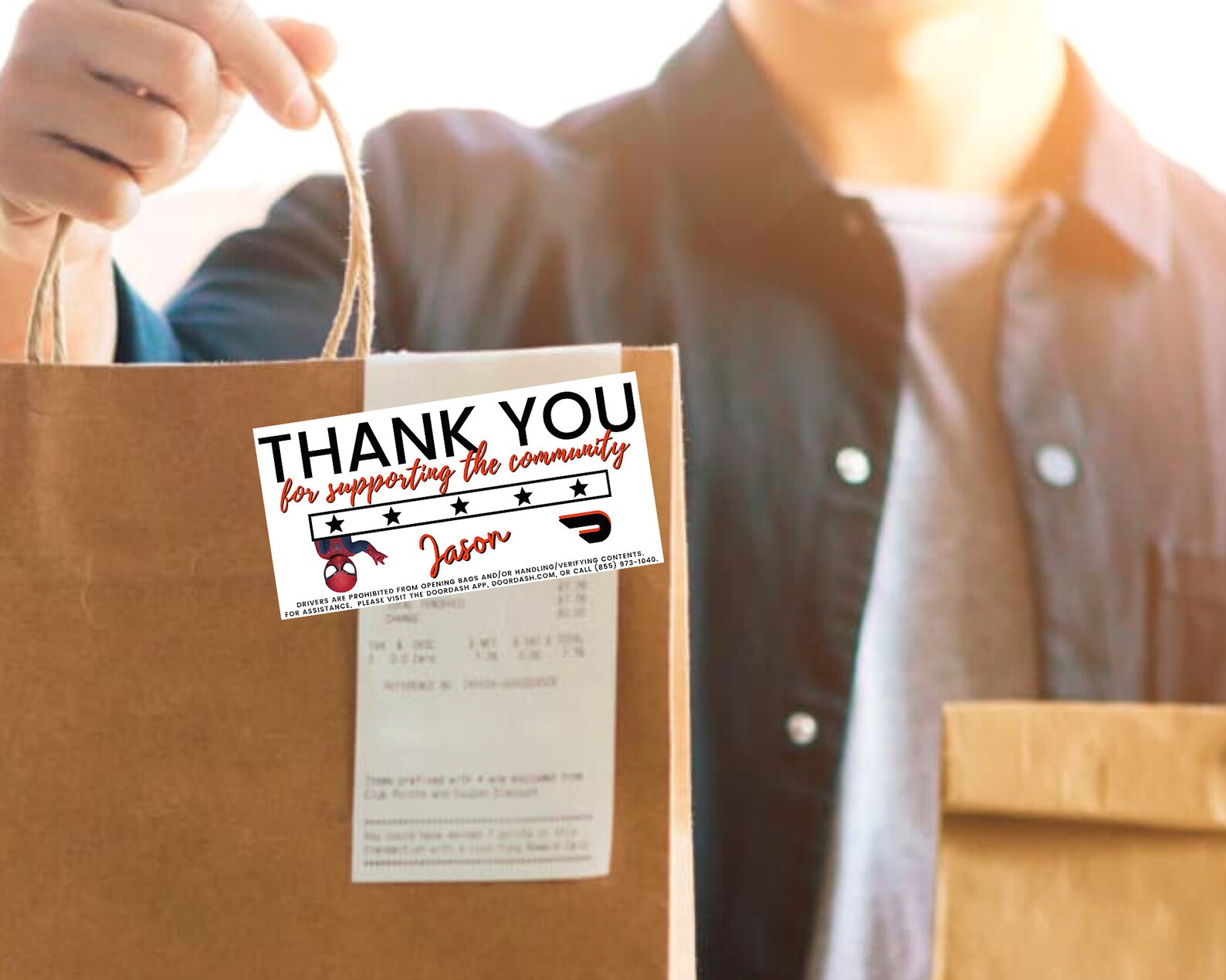 DoorDash Personalized Thank You Cards/Stickers Printable