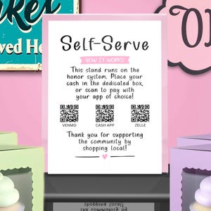 Printable Farmstand Honor System Sign- Scan to Pay Sign for Bakery Stand, Egg Stand, Porch Pop-Up, Self Serve Roadside Stand, QR Code, Decor