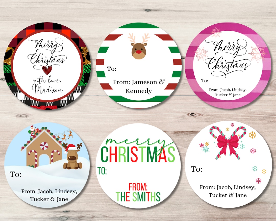 Custom Christmas Gift Labels, Personalized Holiday Stickers, Christmas