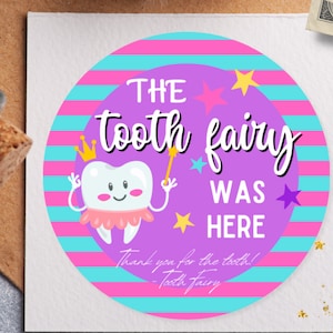 Tooth Fairy Stickers, Tooth Fairy Gift Ideas for Girls, Tooth Fairy Labels for Kids, Tooth Fairy Letter Seal, Girl Tooth Fairy, Thank You