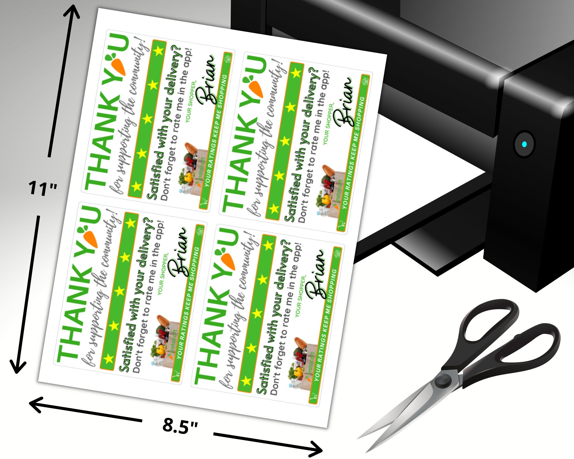 Instacart Personalized Thank You Notes Printable Digital Etsy