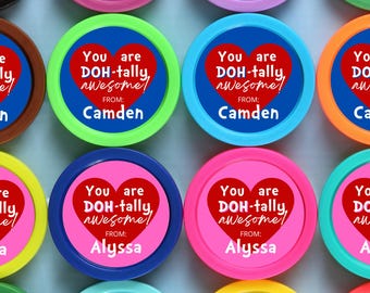 You are Doh-tally Awesome Valentine's Day Stickers, Kids Classroom Valentines Favors, Personalized School Valentines Gift for Students
